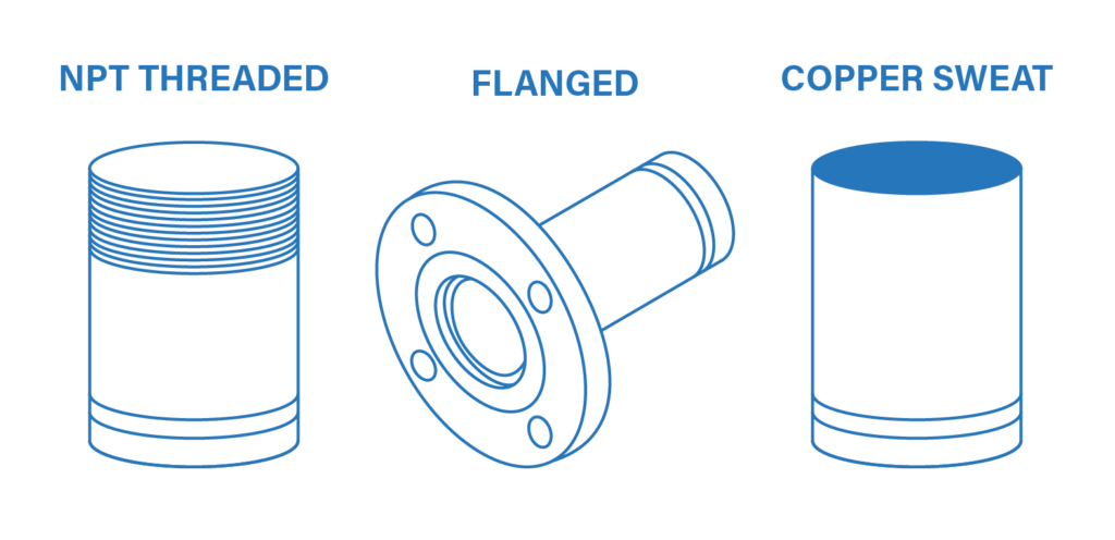Roll groove pipe other end options
